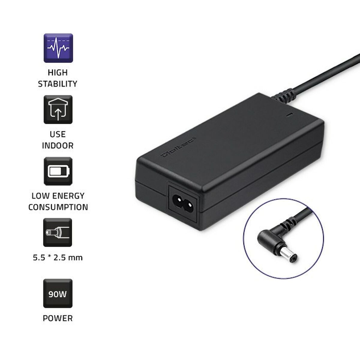 Punjač za laptop Qoltec 50076.90W 90 W